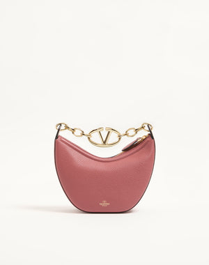 Mini Hobo Vlogo Moon Bag  In Vitello Granato Con Catena
