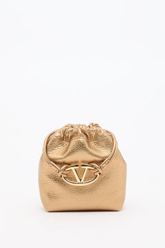 Mini Borsa A Sacchetto Vlogo Pouf In Pelle Metallizzata