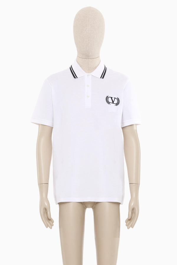 Polo In Piquet Di Cotone Con Ricamo Maison Valentino