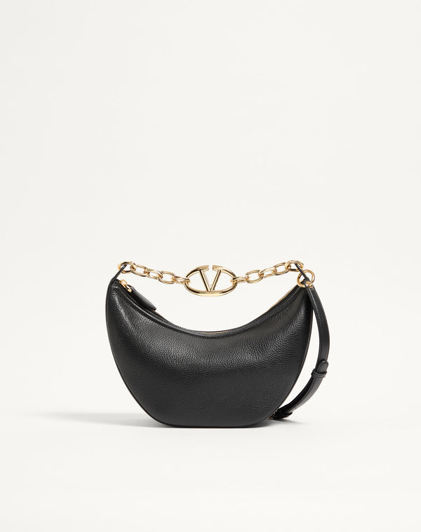 Hobo Piccola Vlogo Moon Bag In Vitello Granato Con Catena