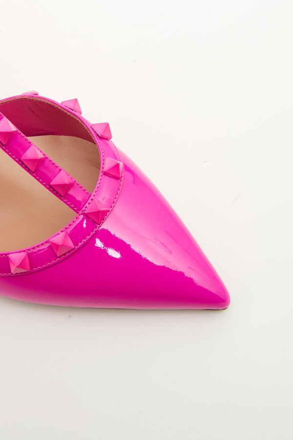 Décolleté Rockstud In Vernice Con Cinturini E Borchie In Tono 65Mm