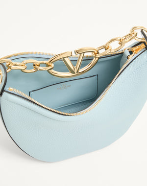 Mini Hobo Vlogo Moon Bag  In Vitello Granato Con Catena
