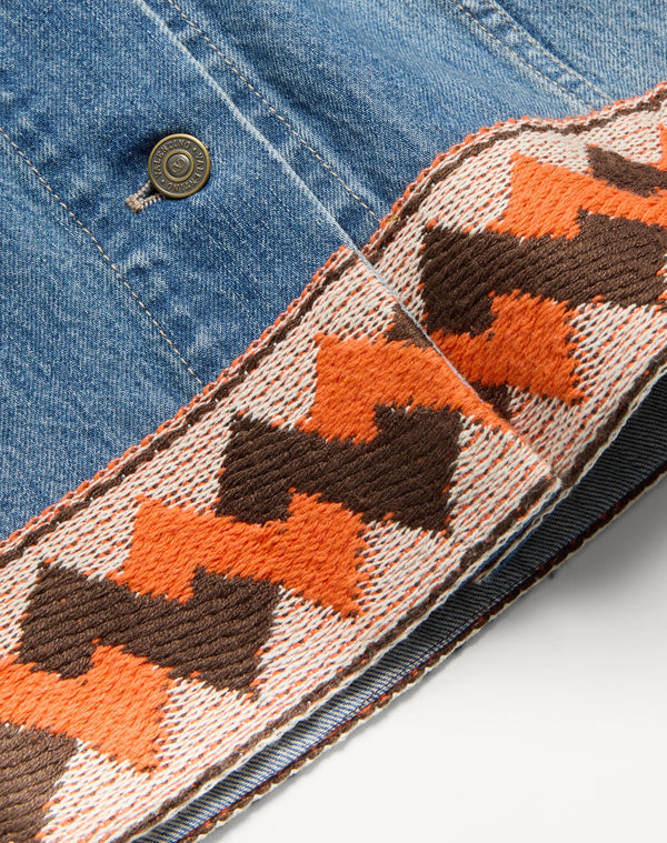 Gonna In Denim Con Bordi In Jacquard