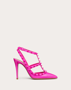Décolleté Rockstud In Vernice Con Cinturini E Borchie In Tono 100Mm