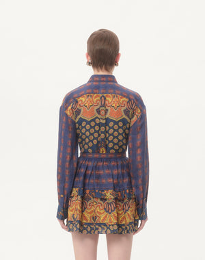 Camicia In Lino Paisley Medaglioni Voyage Imaginaire 