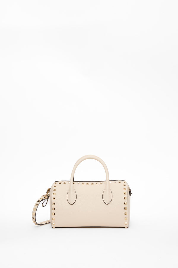 BORSA A MANO ROCKSTUD IN VITELLO GRANATO