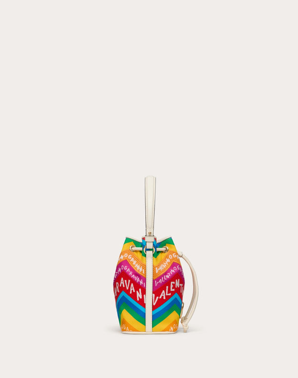 Mini Borsa A Secchiello Valentino Garavani Escape In Canvas Con Stampa Chevron24