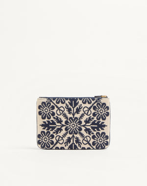 Pochette Vlogo Signature In Tessuto Jacquard Con Motivo Floreale