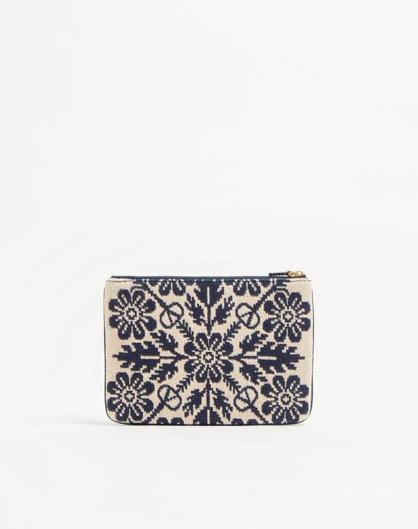 Pochette Vlogo Signature In Tessuto Jacquard Con Motivo Floreale