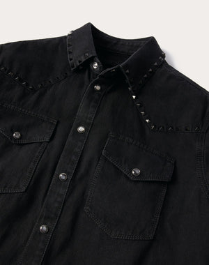 Camicia In Denim Con Borchie Black Untitled