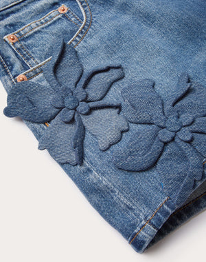 Shorts In Medium Blue Denim Ricamati