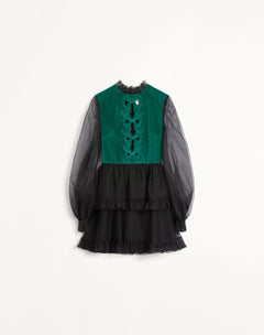 Abito Corto In Organza Ricamato
