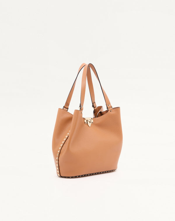 BORSA SHOPPING ROCKSTUD IN VITELLO GRANATO