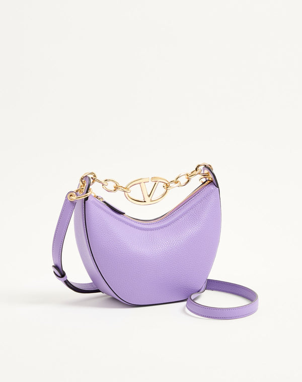 Mini Hobo Vlogo Moon Bag  In Vitello Granato Con Catena