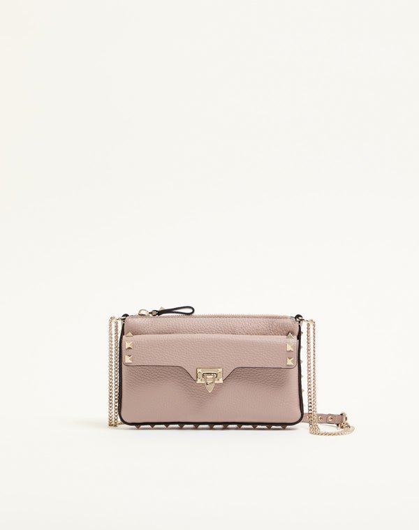 POUCH CON CATENA ROCKSTUD IN VITELLO GRANATO