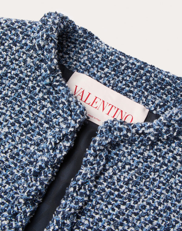 Giacca In Denim Textured Tweed 