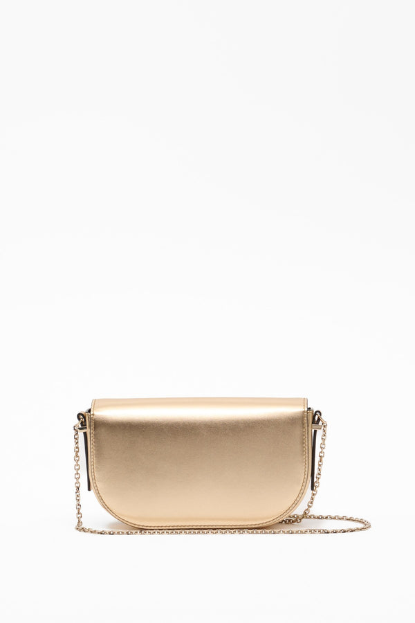 POUCH CON CATENA VLOGO WALK IN NAPPA METALLIZZATA
