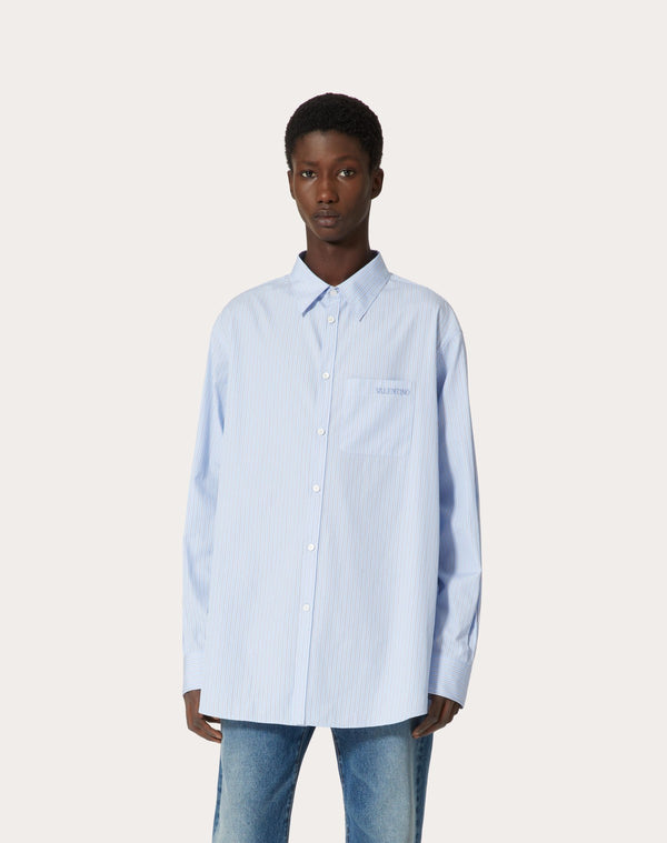 Camicia Manica Lunga In Cotone Con Ricamo Valentino