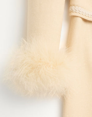 Abito Corto In Rustic Silk Con Piume