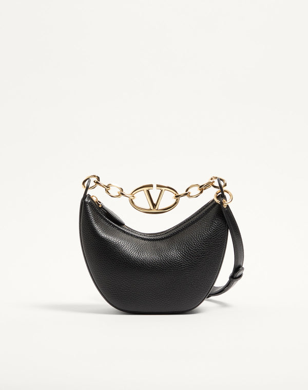 Mini Hobo Vlogo Moon Bag  In Vitello Granato Con Catena