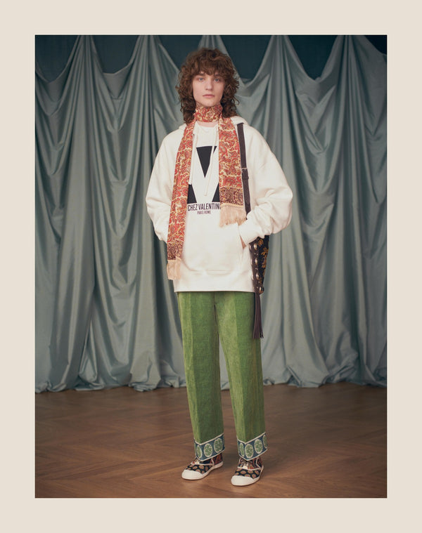 Felpa In Cotone Con Cappuccio E Stampa Chez Valentino