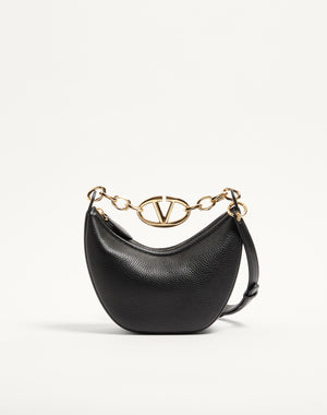 Mini Hobo Vlogo Moon Bag  In Vitello Granato Con Catena