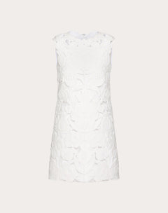 Abito Corto In Light Double Splittable Gabardine Ricamato