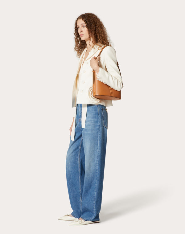 Borsa Hobo Vlogo Leather In Vitello Granato