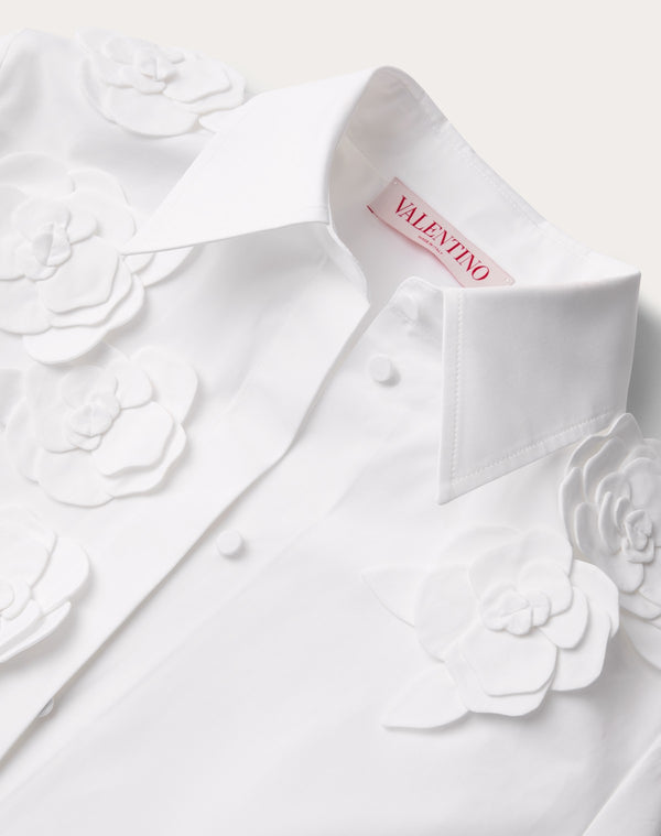 Camicia In Compact Popeline Ricamata