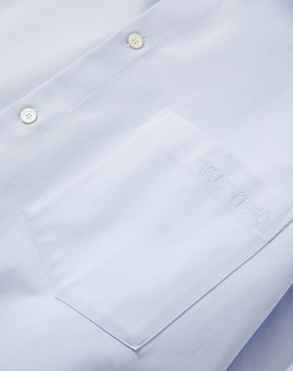 Camicia In Cotone Tecnico Con Ricamo Valentino