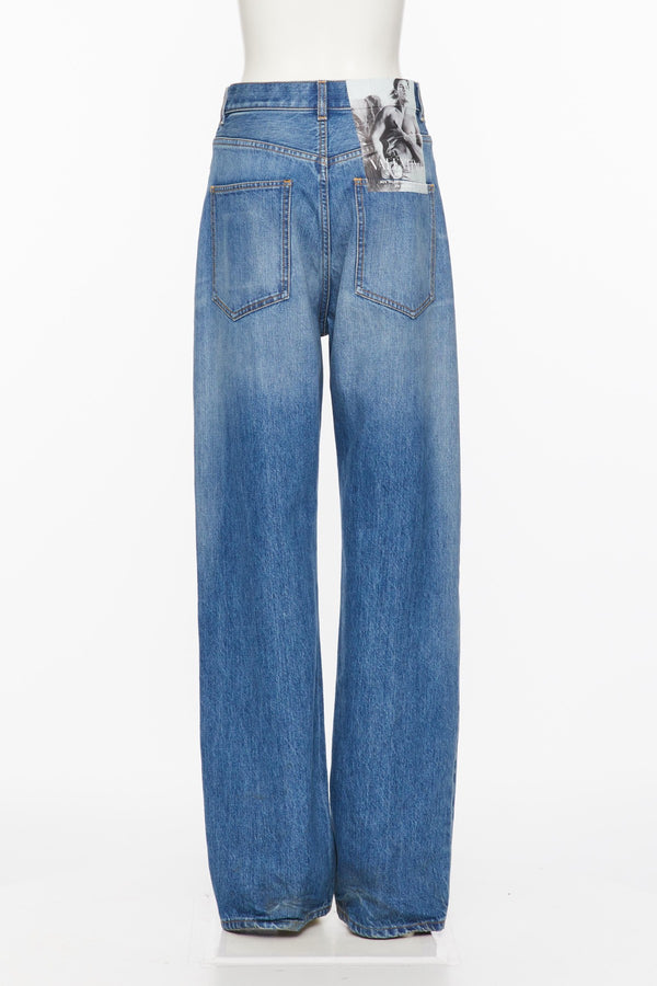 Jeans In Blue Washed Denim Stampa Valentino Archive 1985