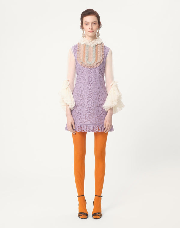 Abito Corto In Heavy Lace Ricamato