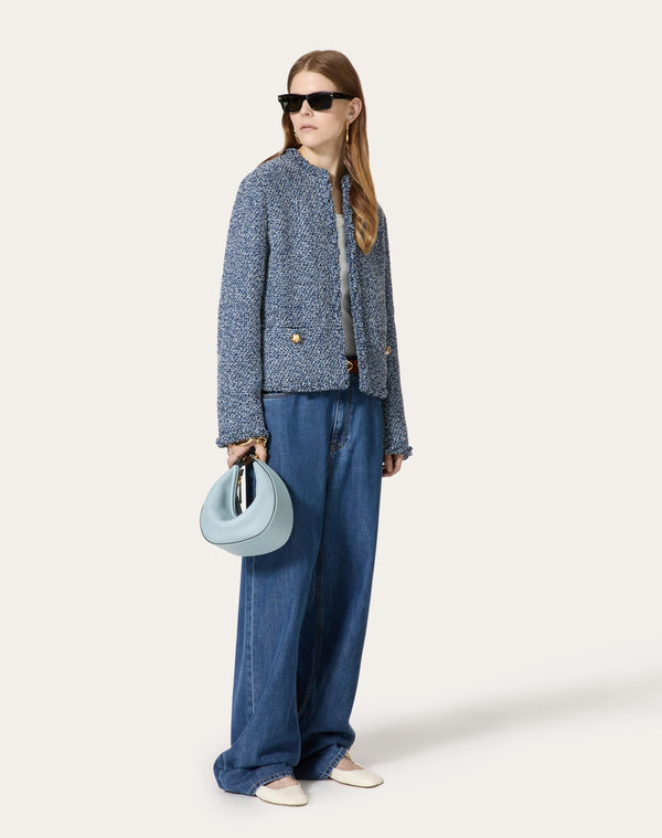 Giacca In Denim Textured Tweed 