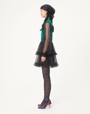 Abito Corto In Organza Ricamato