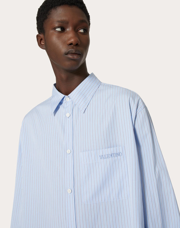 Camicia Manica Lunga In Cotone Con Ricamo Valentino