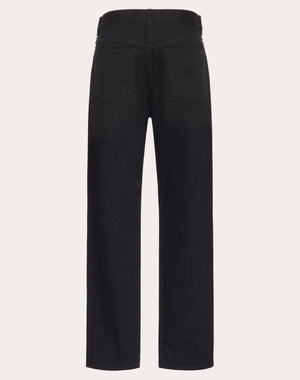 Pantalone In Denim Con Borchie Black Untitled