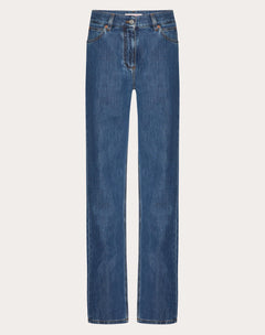 Pantaloni In Denim Blu Medio
