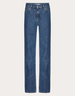 Pantaloni In Denim Blu Medio 