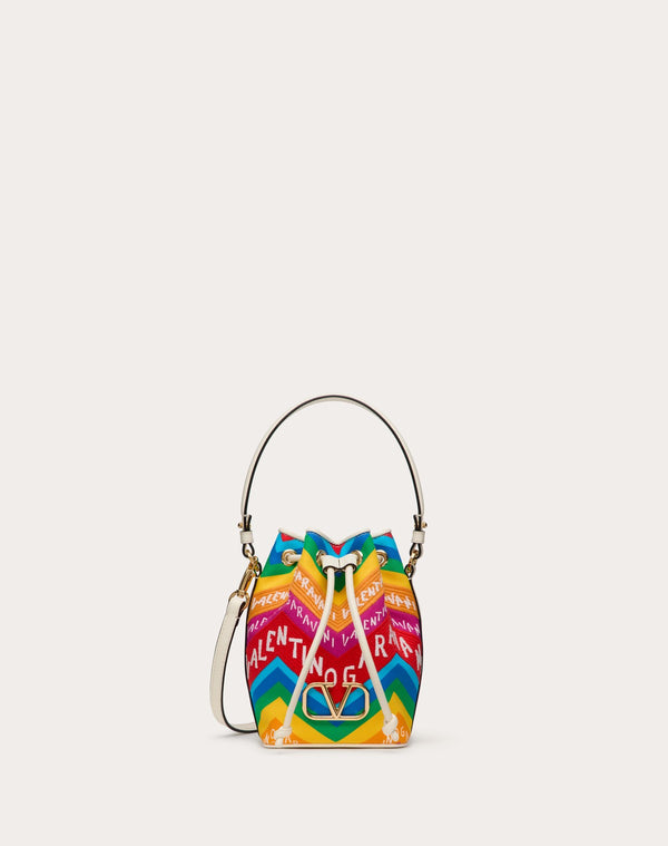 Mini Borsa A Secchiello Valentino Garavani Escape In Canvas Con Stampa Chevron24