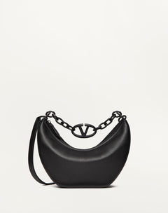 Hobo Piccola Vlogo Moon Bag In Vitello Granato Con Catena