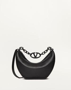 Hobo Piccola Vlogo Moon Bag In Vitello Granato Con Catena