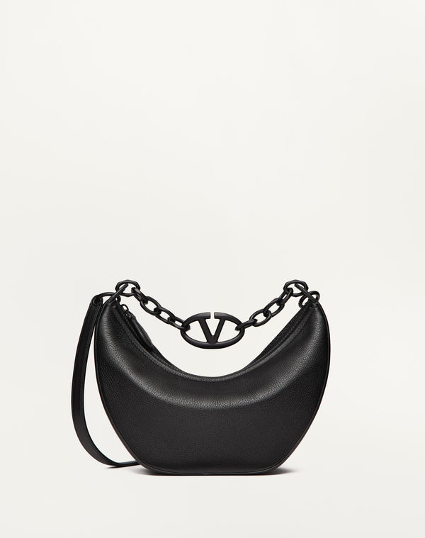 Hobo Piccola Vlogo Moon Bag In Vitello Granato Con Catena