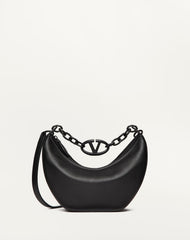 Hobo Piccola Vlogo Moon Bag In Vitello Granato Con Catena