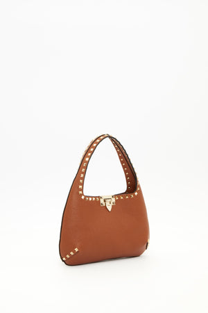 BORSA HOBO PICCOLA ROCKSTUD IN VITELLO GRANATO