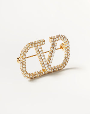 Spilla Vlogo Signature  In Metallo E Cristalli Swarovski ®