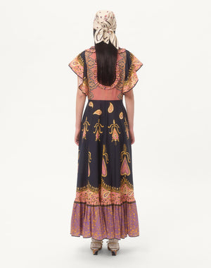 Abito Midi In Mussola Cotone Mix Stampe  