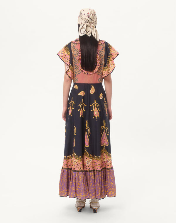 Abito Midi In Mussola Cotone Mix Stampe  