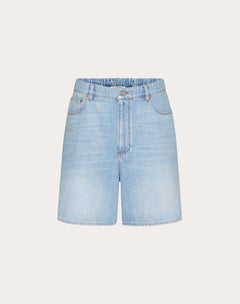 Bermuda In Denim Con Vlogo Signature Impresso