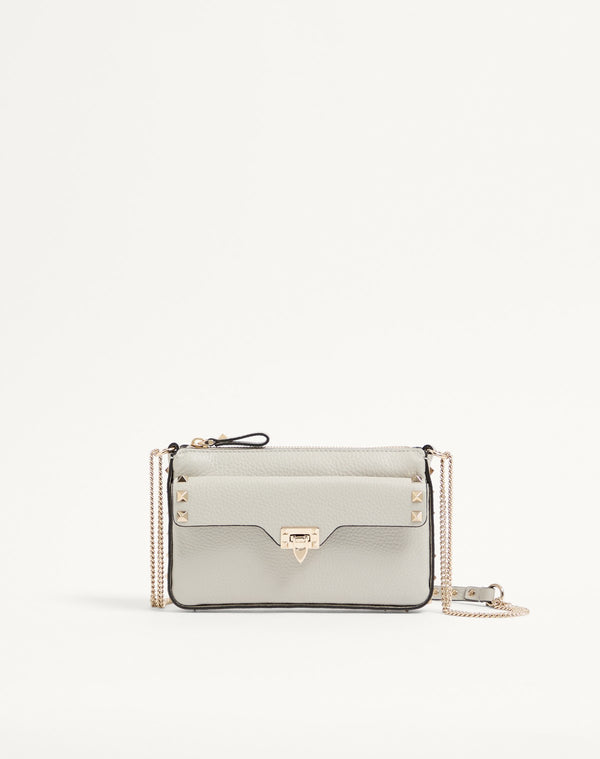 POUCH CON CATENA ROCKSTUD IN VITELLO GRANATO