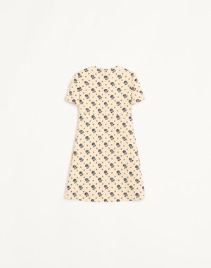 Abito Corto In Crepe Couture Fiorellino Blu Papier Floral 